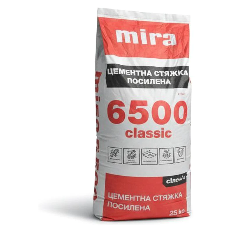 Цементна стяжка Mira 6500 classic — мішок 25 кг, упаковка продукту